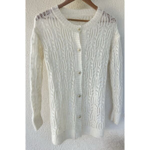 Sylphide Cream Mohair Wool Blend Lace Knit Cardigan Small Coquette Soft Dainty